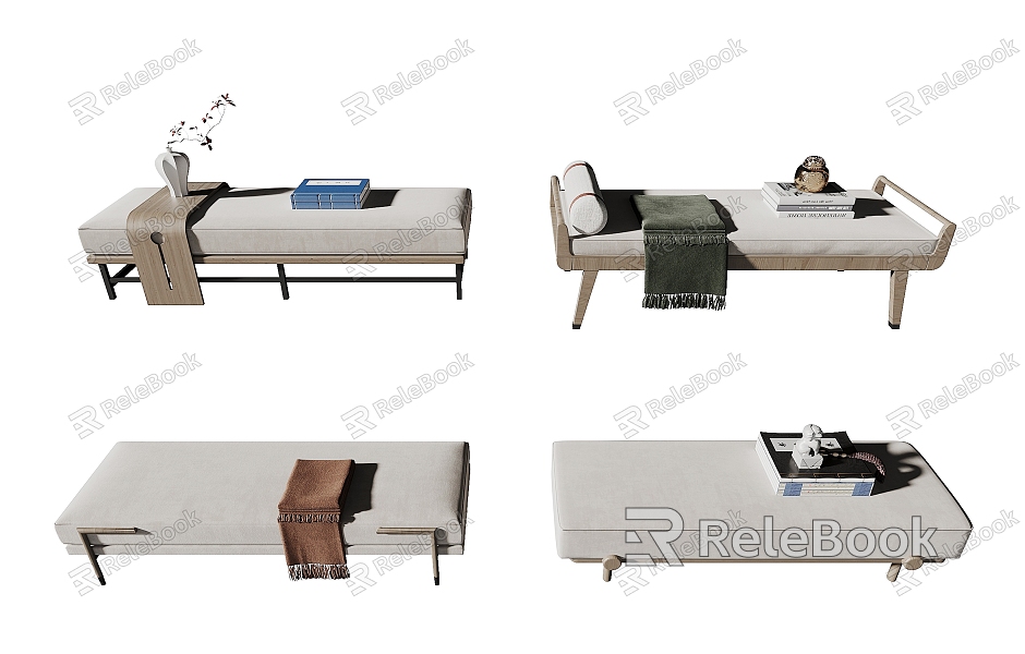 New Chinese Style Sofa Stool Bed End Stool model