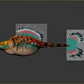 Colorful Fish with Wing Like Fins Vibrant Orange Blue and Red Patterns