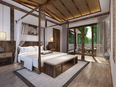 New Chinese Guest Room Homestay Guest Room 3d model