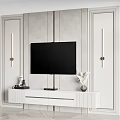 Modern TV Wall Design With Panel Accents Wall Lamps TV Stand And Vase