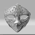 Elegant Decorative Ornament Set With White Mask And Intricate Filigree Patterns