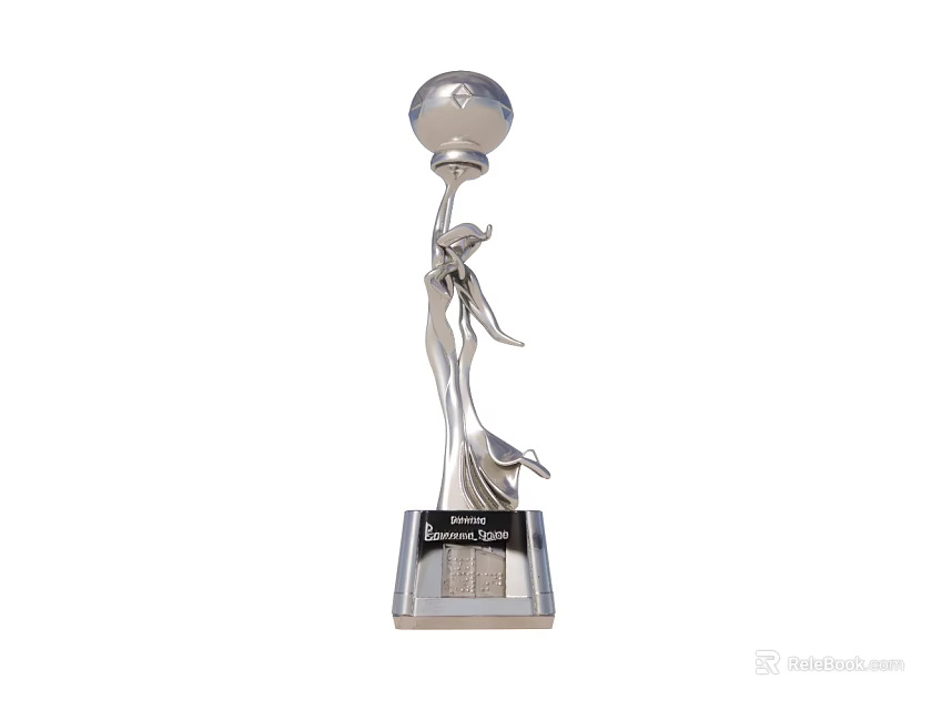 Silver Trophy With Human Figure Sculpture And Best Design Base 3d model