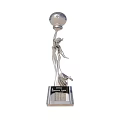 Silver Trophy With Human Figure Sculpture And Best Design Base 3d model