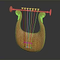 Wooden Lyre Shaped Decorative Ornament With Curved Design For Home Living Room