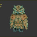 Owl grimace owl long-eared owl wulin owl monkey face owl carved owl 3d model