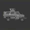 Gray Military Armored Tank With White Cross Symbol Top Mounted Structure And Observation Ports