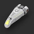 Futuristic Silver Spacecraft 3D Model With Yellow Accent Lights And Streamlined Design