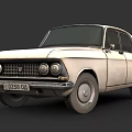 Vintage White Car With Classic Design Round Headlights And Retro Grille