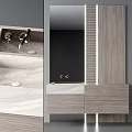 Modern Wooden Bathroom Vanity With Countertop Faucet Mirror And Storage Drawers