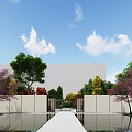 Garden Landscape Design With Lush Lawn Colorful Trees Rock Formations Stone Steps And Pavilion