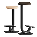 Modern Bar Stools With Light Wooden Seats And Black Metal Frames Featuring Footrests