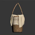 Wicker Storage Basket With Fringed Edge And Lace Trimmed Towel For Home Living Essentials