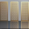 Decorative Swing Doors With Intricate Geometric Patterns And Metal Frame Design 3d model