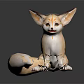 Cute Fennec Fox With Large Ears And Tan Fur Sitting On Dark Surface With Reflection 3d model