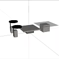 Modern Sofa and Coffee Table Set With Concrete Glass Top And Metal Legs Design