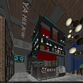 Ya Hui Restaurant Modern Industrial Interior With Hanging Pendant Lights Wooden Staircase And Display Shelves