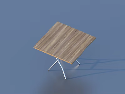 Simple Wooden Top Dining Table With Sleek Metal Legs And Modern Design 3d model
