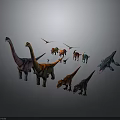 Colorful Dinosaur Models Featuring Various Species in Different Poses 3d model