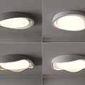 Modern Round Flush Mount Ceiling Light With White Illumination And Sleek Gray Frame 3d model