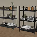 Modern Metal Shelving Units with Towels Jars and Green Plants for Home Storage