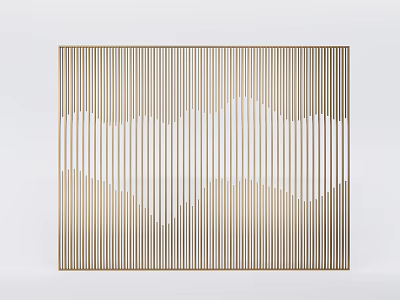 Modern Decorative Room Divider With Golden Vertical Stripes And Wave Pattern 3d model