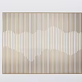 Modern Decorative Room Divider With Golden Vertical Stripes And Wave Pattern 3d model