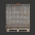 Square Metal Storage Tank With Red Lid And Frame Structure On White Background