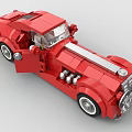 Building Blocks Crafted Red Vintage Car Model with Detailed Classic Design