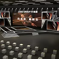 Modern Corporate Event Stage Featuring Large Screen Group Logo Audience Seats And Future Theme 3d model