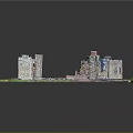 Ancient Castle Ruins Model Featuring Stone Walls Courtyard and Green Grass