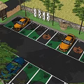 Scenic Parking Lot With Wheat And Straw Hat Patterns Tree Lined Surroundings For Car Parking