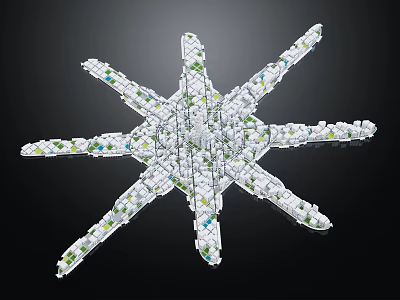 Aerial Planning of Star shaped Urban Layout with White Buildings and Green Spaces 3d model
