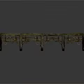 Rustic Wooden Frame Structure With Cross Planks And Moss Covered Support Legs