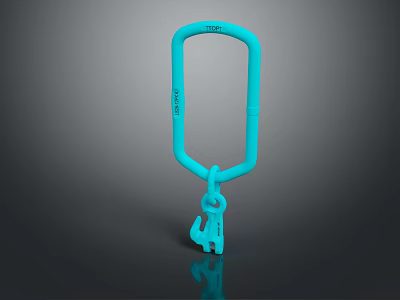 Modern Blue Carabiner Lock With Attached Key 3D Render Design 3d model
