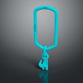 Modern Blue Carabiner Lock With Attached Key 3D Render Design