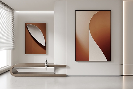 Decorative Painting brown Tune High-end Art Hanging Painting Abstract Hanging Painting 3d model