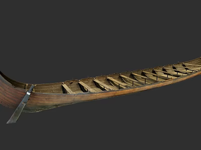 Traditional Wooden Boat With Long Hull And Wooden Seats Classic Design For Water Use 3d model