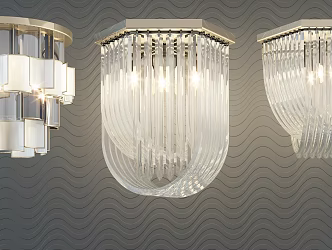 Modern crystal lamp fashion simple metal crystal chandelier combination 3d model