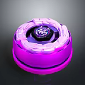 Glowing Purple Spinning Top With Wolf Head Center And Metallic Ring Structure