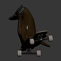 Playful Reptile Standing On Skateboard And Waving Front Paw In Dark Background