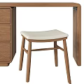 Modern Minimalist Wooden Dressing Table With Round Mirror Stool And Drawers