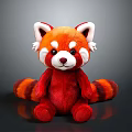 Red Panda Plush Toy With Soft Red Orange Fur White Ears And Striped Tail