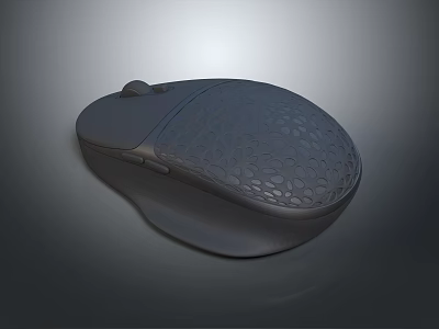 Modern Wireless Computer Mouse With Gray Mesh Texture Surface And Ergonomic Design 3d model