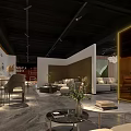 Elegant Modern Mall Furniture Store Display With Sofas Tables Green Plants And Chandeliers