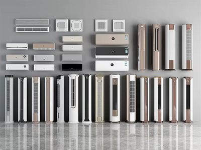 Various Styles of Air Conditioner Fans with Modern Designs and Multiple Colors 3d model