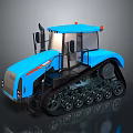 Blue Tracked Tractor With Cabin Headlights And Orange Warning Lights 3d model