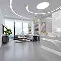 Modern Nurse Station Corridor With White Walls Decorative Paintings And Green Plants
