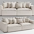 Modern Minimalist Beige Double Sofa With Multiple Soft Cushions And Clean Lines 3d model