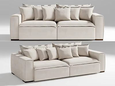 modern double sofa cloth sofa 3d model