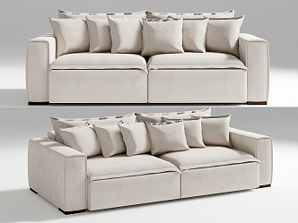 modern double sofa cloth sofa 3d model